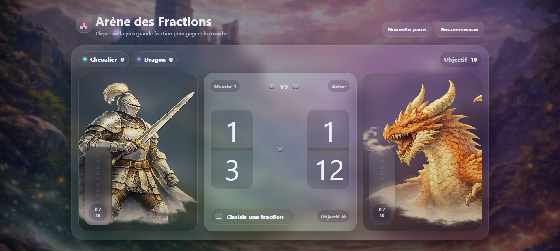 Aperçu Duel des fractions