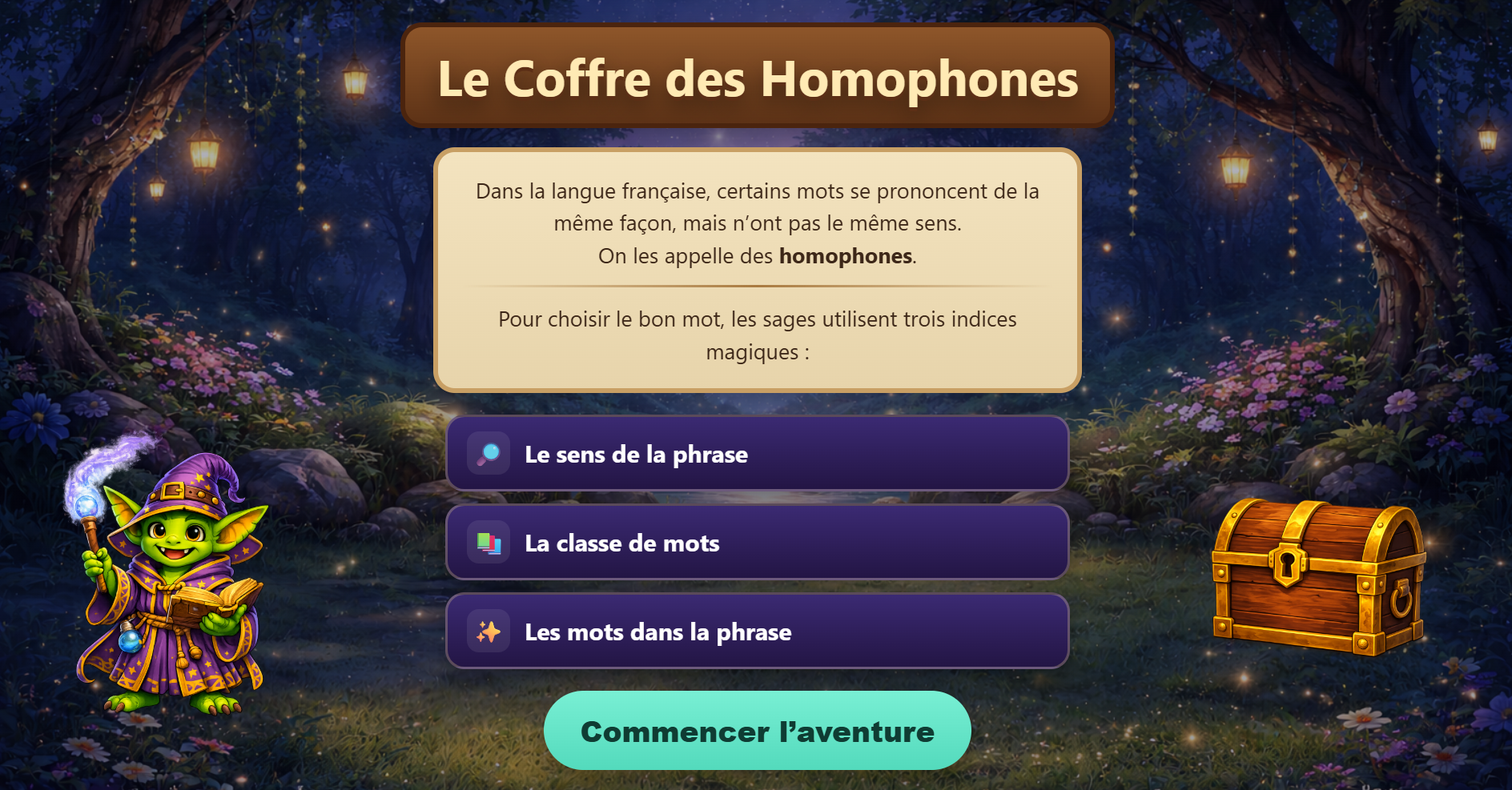 Aperçu du jeu Coffre des Homophones