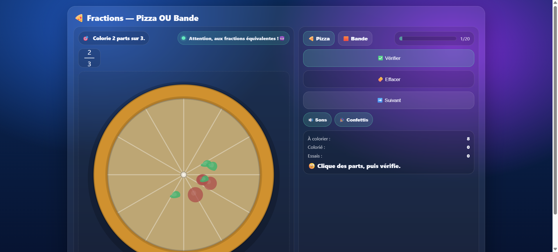 Aperçu Fractions — Pizza